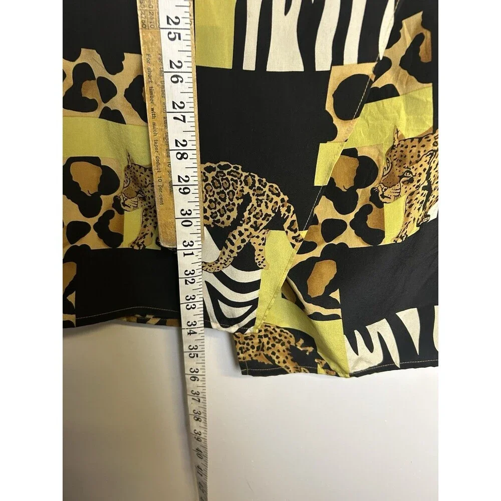 Rebecca Reid Vintage Silk Midi Wrap Skirt Cheetah Novelty Print‎ Size 10 Artsy